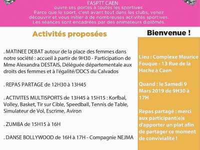 Le programme de la journée du 9 Mars à Caen. - ©Le Sport Donne Des Elles