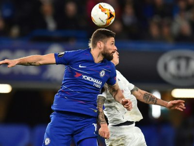 L'attaquant français de Chelsea Olivier Giroud lors du match contre Dynamo Kiev en Europa League à Stamford Bridge, le 7 mars 2019 - Glyn KIRK [AFP/Archives]