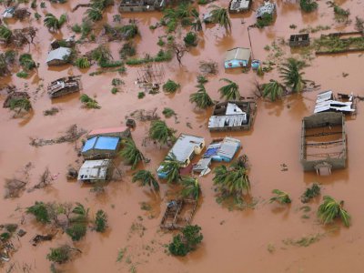 Des maisons inondées à Buzi, dans le centre du Mozambique, le 20 mars 2019 après le passage du cyclone Idai - ADRIEN BARBIER [AFP]
