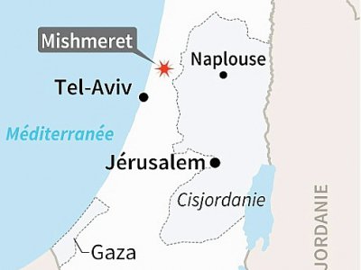 Localisation de Mishmeret au nord de Tel-Aviv où une roquette tirée dans la nuit de la bande de Gaza a frappé une maison faisant plusieurs blessés légers - AFP [AFP]