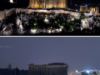 L'Acropole éteint les lumières pour l'"Earth Hour", le 30 mars 2019 - STR [AFP]