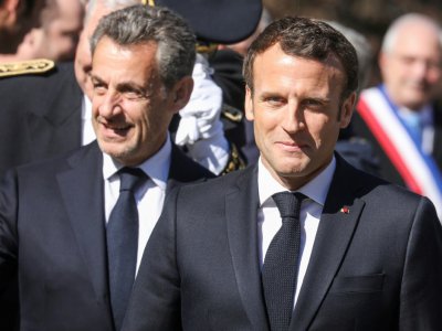 Nicolas Sarkozy et Emmanuel Macron aux Glières le 31 mars 2019 - ludovic MARIN [POOL/AFP]