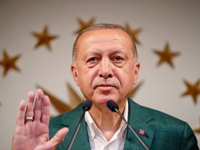 Le président turc Tayyip Erdogan s'apprête à prononcer un discours à Istanbul, le 31 mars  2019 - BULENT KILIC [AFP]