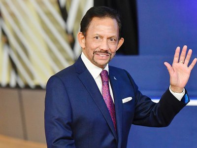 Le sultan de Brunei Hassanal Bolkiah, lors d'une conférence à Bruxelles le 18 octobre 2018 - EMMANUEL DUNAND [AFP]