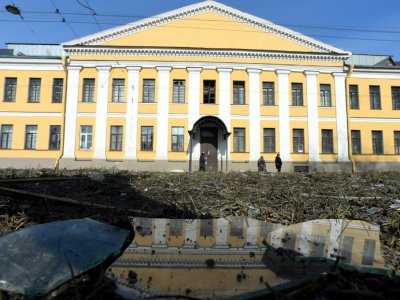 L'académie militaire Mojaïski où un engin artisanal a explosé, le 2 avril 2019 à Saint-Pétersbourg - OLGA MALTSEVA [AFP]