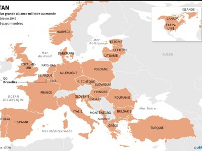 Carte localisant les 29 pays membres de l'Otan - AFP [AFP]