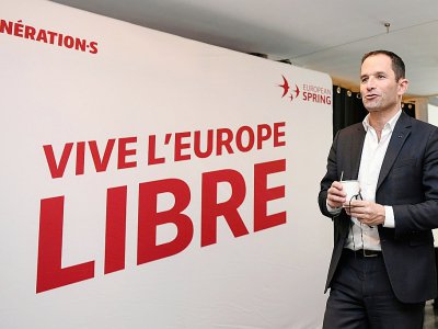 Le fondateur de Génération.s Benoît Hamon, au meeting de présentation des candidats, à Paris, le 3 avril 2019 - BERTRAND GUAY [AFP]