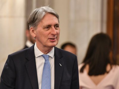 Le ministre des Finances Philip Hammond, à Bucarest le 5 avril 2019 - Daniel MIHAILESCU [AFP]