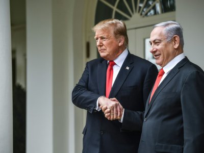 Le président américain Donald Trump (g) et le Premier ministre israélien Benjamin Netanyahu, le 25 mars 2019 à la Maison Blanche, à Washington - Brendan Smialowski [AFP/Archives]