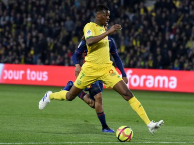 L'attaquant de Nantes Kalifa Coulibaly buteur lors de la victoire 2-1 à domicile sur Lyon en 32e journée de L1 le 12 avril 2019 - SEBASTIEN SALOM GOMIS [AFP]