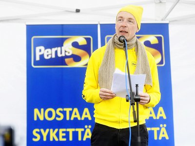 Jussi Halla-aho, chef du parti d'extrême droite des Vrais Finlandais, le 14 avril 2019 à Vantaa - Vesa Moilanen [Lehtikuva/AFP]