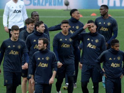 Les joueurs de Manchester United lors d'une séance d'entraînement au Camp Nou, le 15 avril 2019 - Josep LAGO [AFP/Archives]