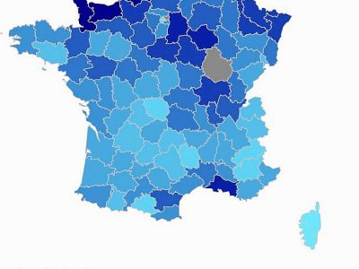 La carte des départements français les plus touchés. - Générations Futures