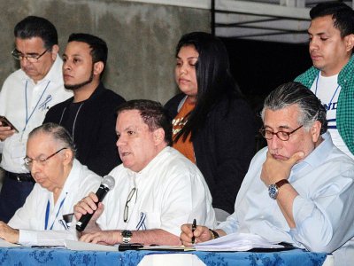 Les membres de l'Alliance civique pour la justice et la démocratie (ACJD) lors d'une conférence de presse à Managua, le 29 mars 2019 - Maynor Valenzuela [AFP/Archives]