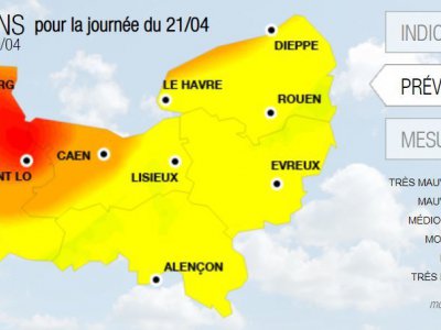 Les prévisions de la qualité de l'air pour dimanche 21 avril 2019 en Normandie - Atmo Normandie