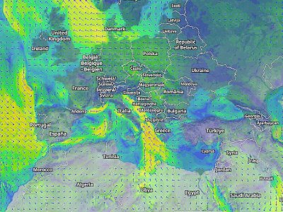 Carte des vents dominants le mardi 23 avril 2019 - Tameteo.com