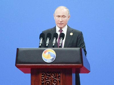 Le président russe Vladimir Poutine lors du sommet des Nouvelles routes de la soie, le 26 avril 2019 à Pékin - FRED DUFOUR [AFP]