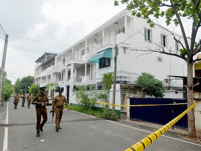 Vue datant du 28 avril 2019 d'une maison de Colombo où habitaient deux frères impliqués dans les attentats suicides du dimanche de Pâques au Sri Lanka - ISHARA S. KODIKARA [AFP]