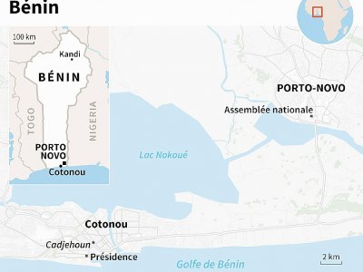 Carte de localisation de Cotonou et de Porto-Novo au Bénin - Paz PIZARRO [AFP]