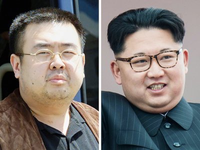 Combo représentant Kim Jong-Nam, le 4 mai 2001 à Tokyo (G), et son demi-frère, le dirigeant nord-coréen Kim Jong-Un à Pyongyang le 10 mai 2016 - Toshifumi KITAMURA, Ed JONES [AFP/Archives]
