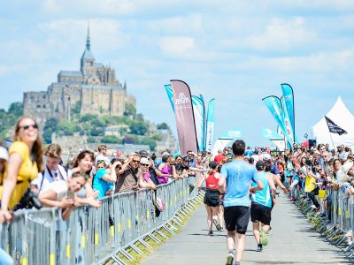 Le Mont-Saint-Michel en guise de panorama d'arrivée, ce sera encore le cas pour le Marathon et le Trail de l'Archange dans cette édition 2019 du Run In Mont-Saint-Michel. - ASO