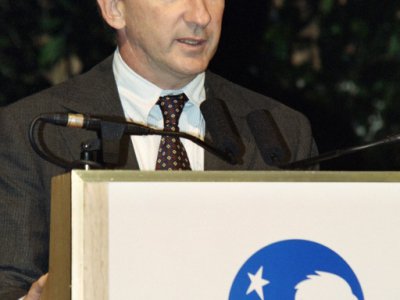 Franck Riboud, nouveau PDG de Danone, le 7 mai 1996 à Paris - PIERRE VERDY [AFP/Archives]