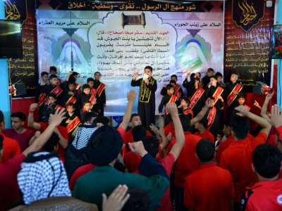Cérémonie chiite dans la mosquée de Midhatiya à cent kilomètres au sud de Bagdad le 22 mars 2019 - Haidar HAMDANI [AFP]
