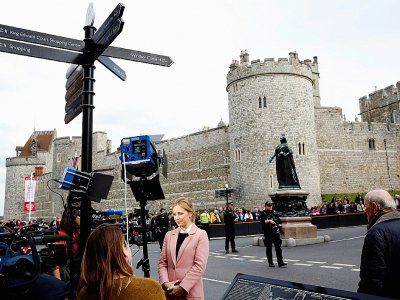 Les médias campent devant le château de Windsor au lendemain de l'annonce de la naissance du bébé royal, le 7 mai 2019 - ADRIAN DENNIS [AFP]