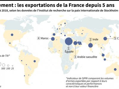 Armement : les exportations de la France depuis 5 ans - Thomas SAINT-CRICQ [AFP]