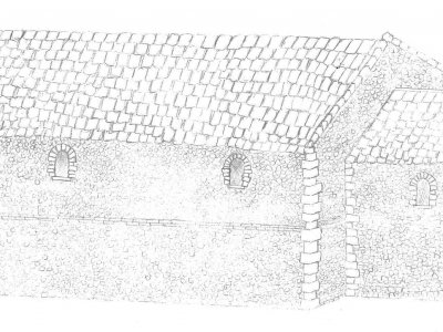 Le dessin de la future église d'Ornavik. - Parc Ornavik