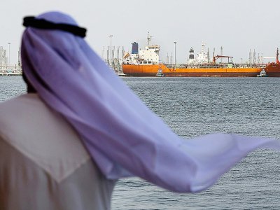 Un Emirati regarde en direction d'un navire, dans le port de Fujairah, aux Emirats arabes unis le 13 mai 2019 - KARIM SAHIB [AFP]
