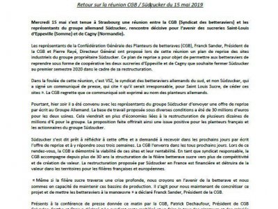 Le communiqué de presse de la CGB, le syndicat des betteraviers français. - Capture d'écran