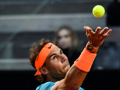 Rafael Nadal, vainqueur en début de journée de Jérémy Chardy, a surclassé le Géorgien Nikoloz Basilashvili au Masters de Rome, le 16 mai 2019 - Andreas SOLARO [AFP]