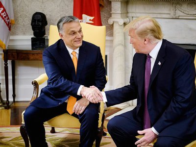 Le président hongrois Viktor Orban reçu à la Maison Blanche par son homologue américain Donald Trump, le 13 mai 2019 - Brendan Smialowski [AFP/Archives]
