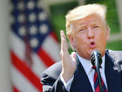 Le président américain Donald Trump s'exprime dans les jardins de la Maison Blanche, le 16 mai 2019 à Washington DC - MANDEL NGAN [AFP]