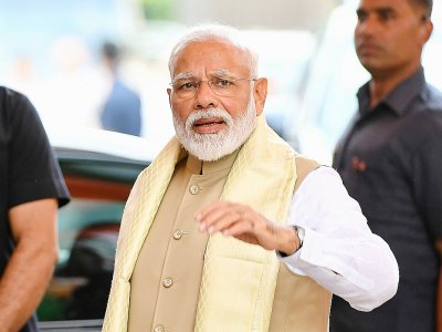 Le Premier ministre indien Narendra Modi, le 21 mai 2019 au siège du parti BJP à New Delhi - Prakash SINGH [AFP]