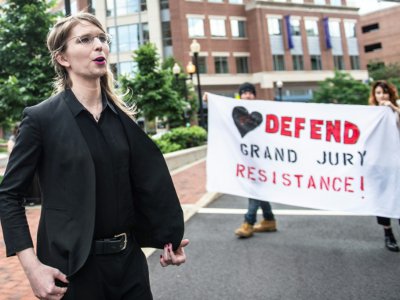 L'ex-analyste militaire américaine Chelsea Manning à son arrivée au tribunal fédéral d'Alexandria, près de Washington, le 16 mai 2019 - Eric BARADAT [AFP]