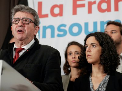 Jean-Luc Mélenchon et Manon Aubry après l'annonce des résultats à Paris, le 26 mai 2019 - Geoffroy VAN DER HASSELT [AFP]