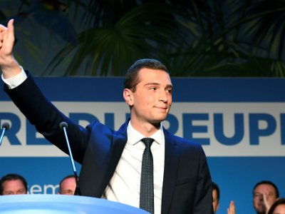 La tête de liste du rassemblement national (RN) aux Européennes, Jordan Bardella, le 26 mai 2019 à Paris - Bertrand GUAY [AFP]