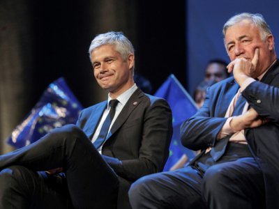 Le président des Républicains (LR) Laurent Wauquiez (G) et le président du sénat Gérard Larcher, le 15 mai 2019 à Paris - Geoffroy VAN DER HASSELT [AFP]