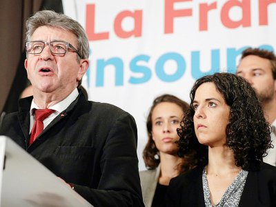 Jean-Luc Mélenchon et Manon Aubry après l'annonce des résultats à Paris, le 26 mai 2019 - Geoffroy VAN DER HASSELT [AFP]