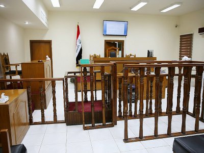 La salle de la cour pénale à Bagdad, où sont jugés des ressortissants français pour appartenance au groupe jihadiste Etat islamique (EI), le 29 mai 2019 - SABAH ARAR [AFP]