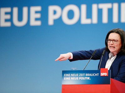 Andrea Nahles, le 21 janvier 2018 à Bonn - SASCHA SCHUERMANN [AFP/Archives]
