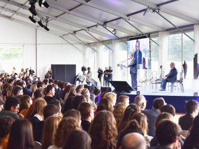 En 2018, le forum Normandie pour la paix recevait Ban Ki-moon, ancien secrétaire général de l'ONU. - Eric Biernacki - Région Normandie
