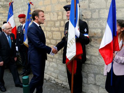 Le président français Emmanuel Macron durant une cérémonie d'hommage à des résistants, à Caen, le 5 juin 2019 - Francois Mori [AFP]