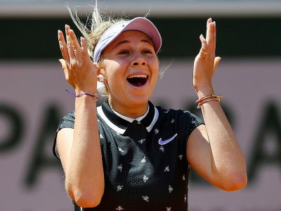 La jeune américaine Amanda Anisimova victorieuse de la Roumaine Simona Halep en quart de finale de Roland-Garros, le 6 juin 2019 - Christophe ARCHAMBAULT [AFP]