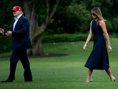 Donald Trump et la Première dame Melania Trump à leur retour à la Maison Blanche, le 7 juin 2019 - Brendan Smialowski [AFP]