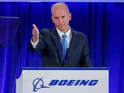 Le PDG de Boeing Dennis Muilenburg lors de l'assemblée des actionnaires du groupe, le 29 avril 2019 à Chicago - Jim YOUNG [POOL/AFP/Archives]
