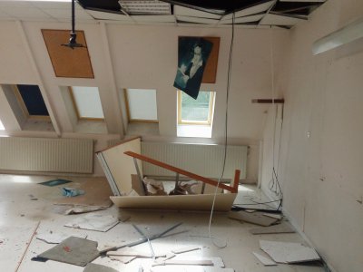 Les dégâts ont touché 80% des salles de classe désaffectées. - Conseil départemental du Calvados