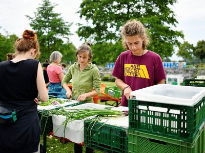 Des volontaires préparent un repas, le 20 juin 2019 à Viersen (Allemagne) - INA FASSBENDER [AFP]